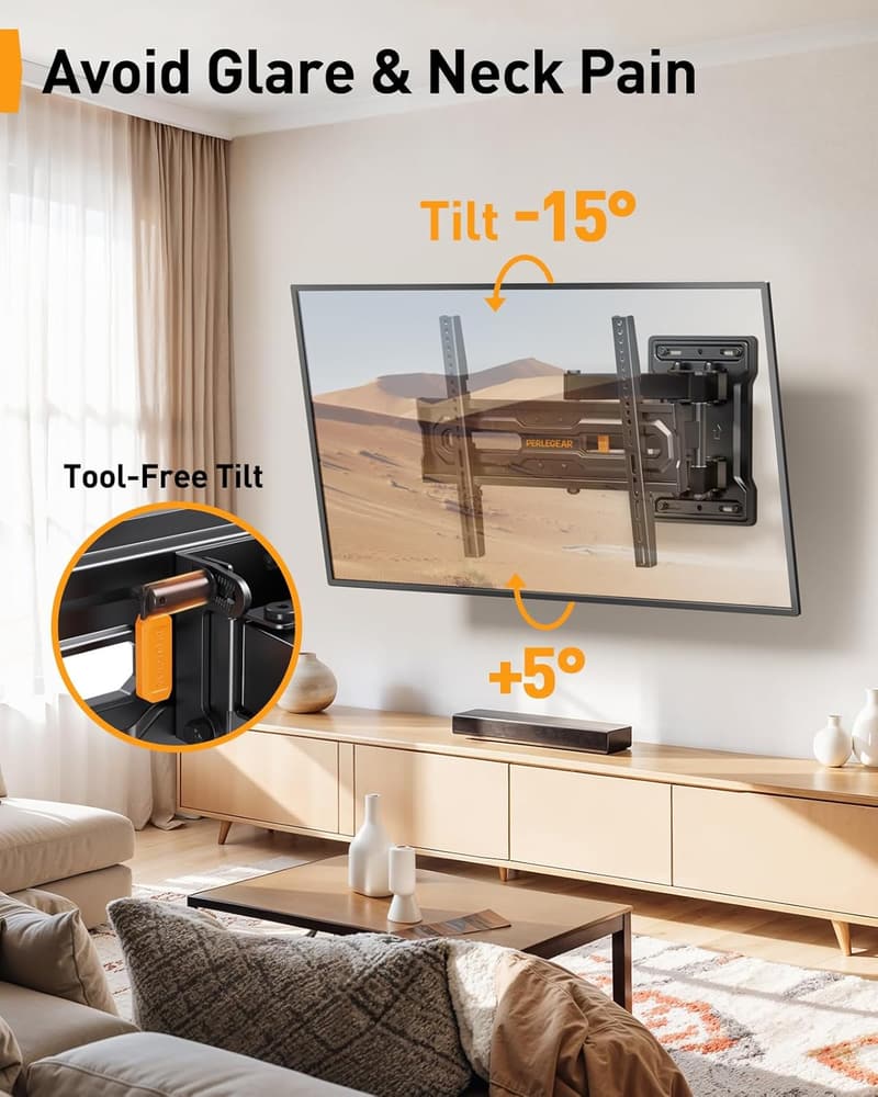 Höhenverstellbare TV-Wandhalterung für 23-70 Zoll bis 50 kg, VESA 400x400 mm