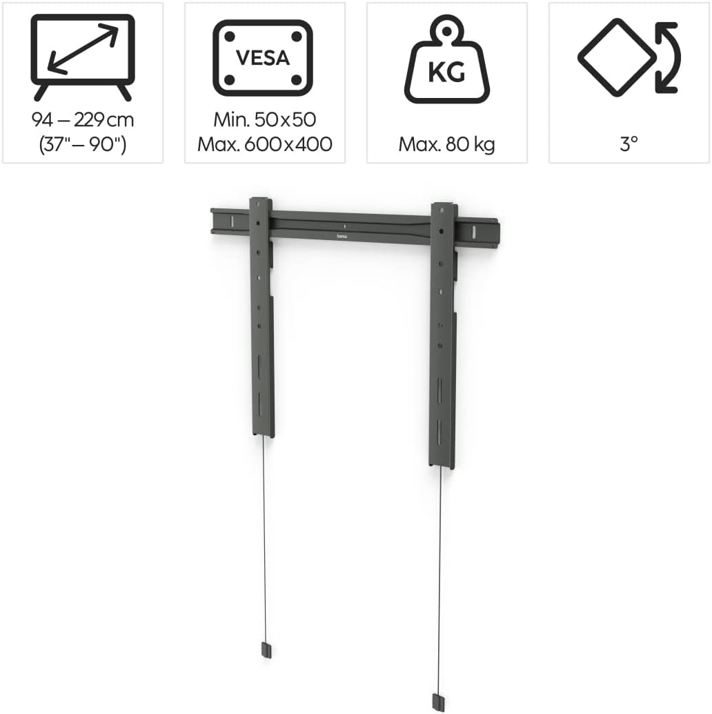 Ultraslim TV Wandhalterung bis 90 Zoll, höhenverstellbar, bis 80 kg