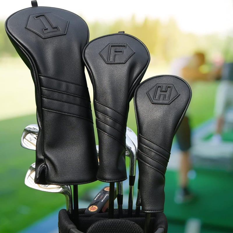 Holz-Golfschlägerhauben für Driver und Fairway, schwarz, PU-Leder