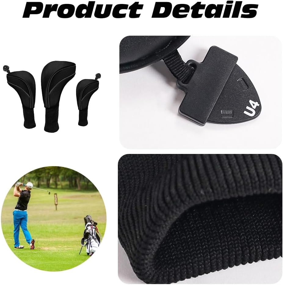 Golf Schlägerkopfhüllen, 3er Set, schützende Driver und Putter Covers