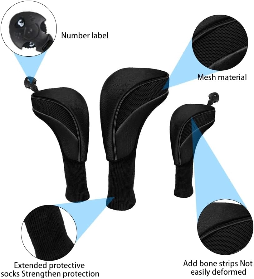 Golf Schlägerkopfhüllen, 3er Set, schützende Driver und Putter Covers