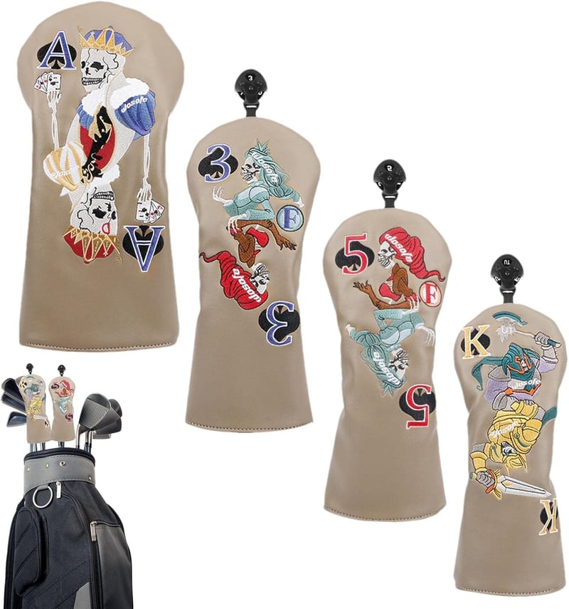 Totenkopf-Golfschlägerhüllen Set mit 4 Stretch-Schutzhüllen