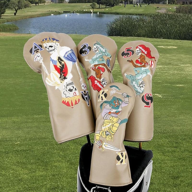Totenkopf-Golfschlägerhüllen Set mit 4 Stretch-Schutzhüllen