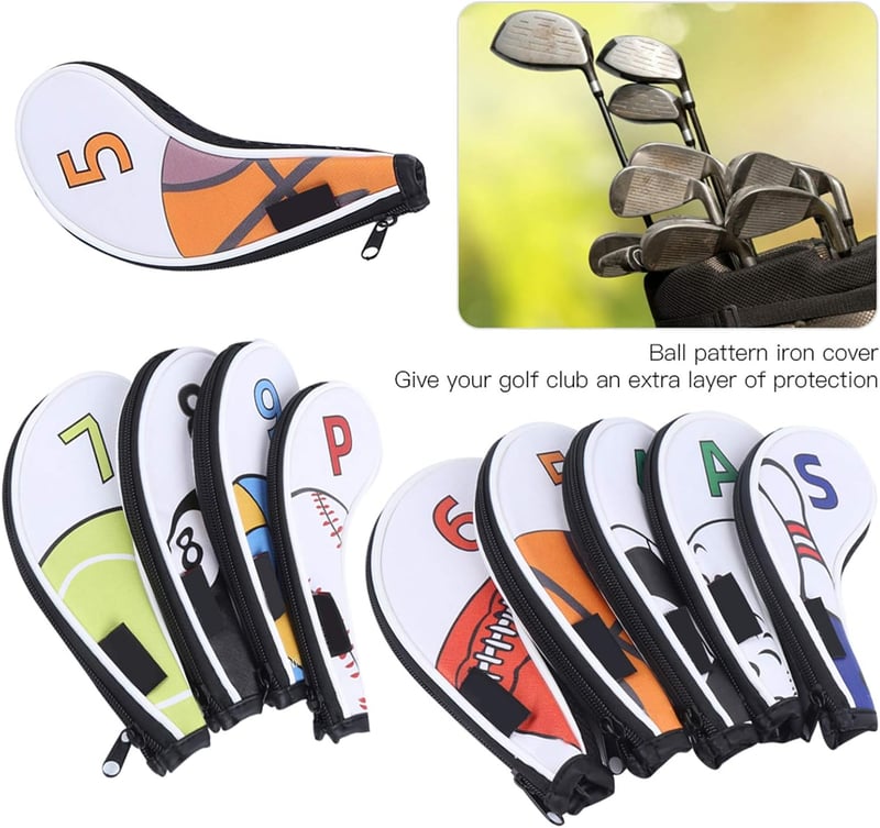 Golf Head Covers Set mit 9 Teilen für Eisen - Zipper Abdeckungen