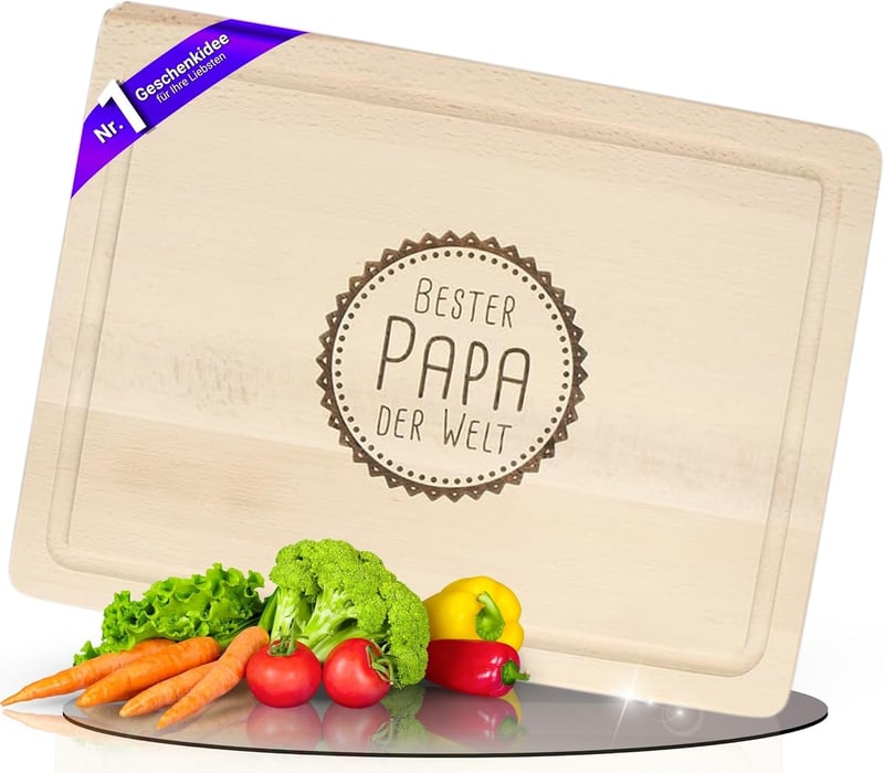 Personalisierte Buche Schneidebrett 40 cm mit Saftrille für Papa