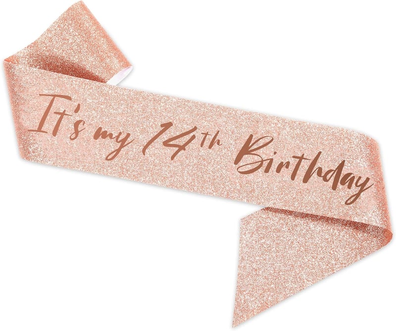 14. Geburtstag Schärpe mit Tiara für Mädchen - Rose Gold Krone