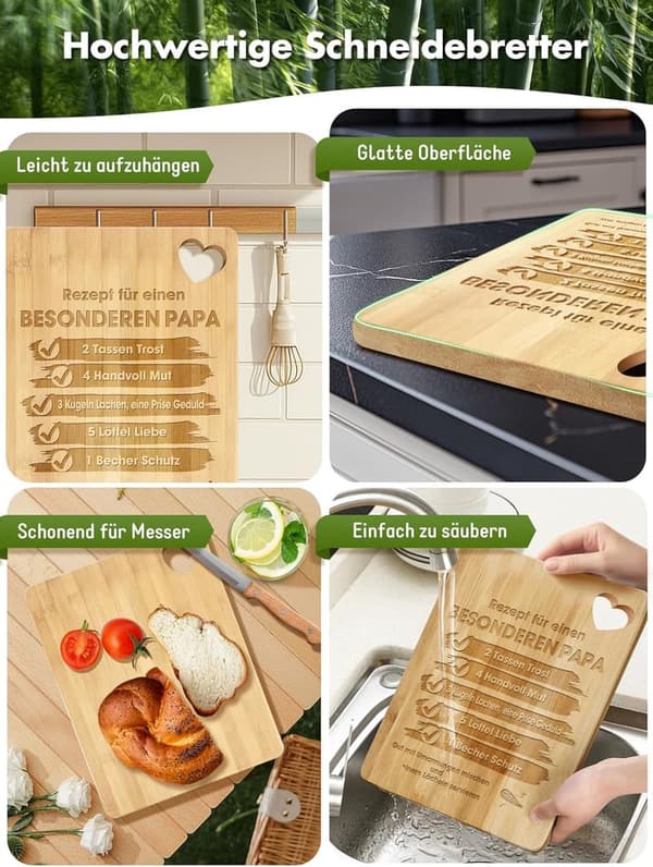 Personalisierte Bambus Schneidebrett für Papa zum Vatertag