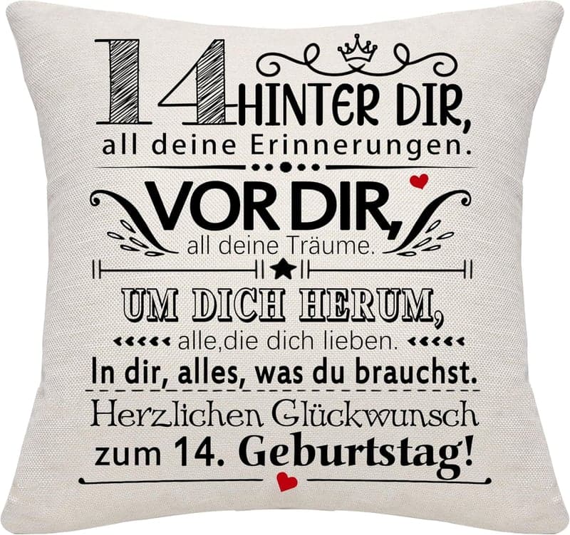 Inspirierendes Kissenbezug-Geschenk zum 14. Geburtstag für Mädchen und Jungen