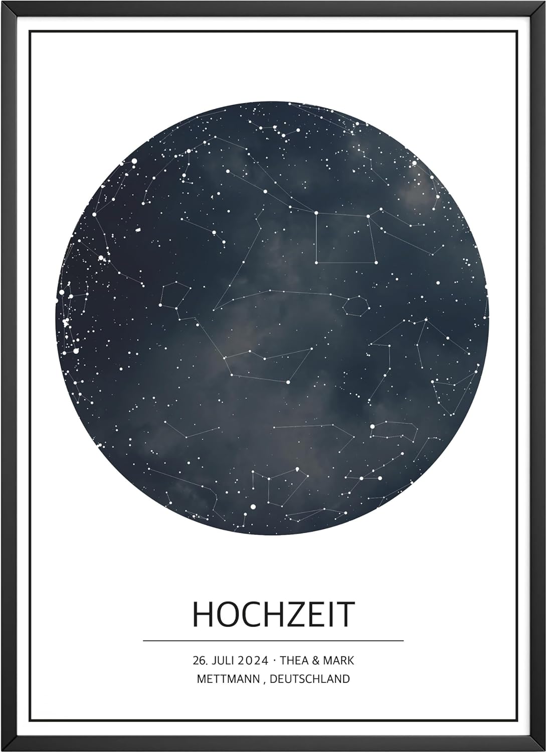 Personalisierte Sternenkarte als Geschenk zur Hochzeit oder Taufe