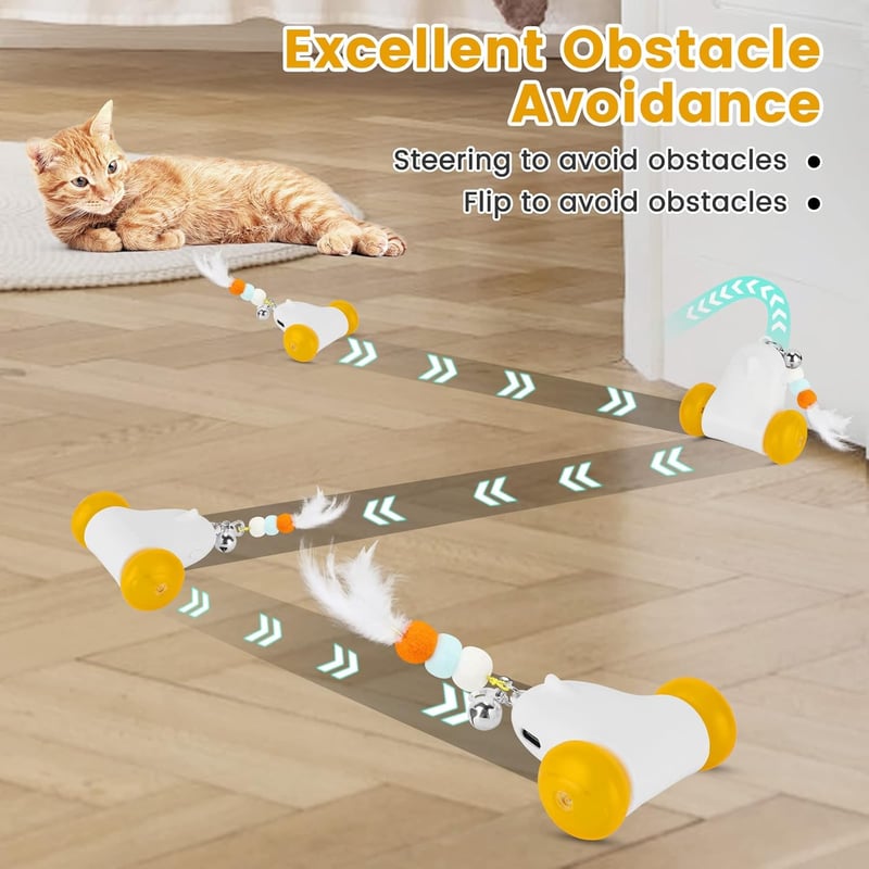 Elektrisches Katzenspielzeug mit 3 Federn, 2 Geschwindigkeiten, weiß
