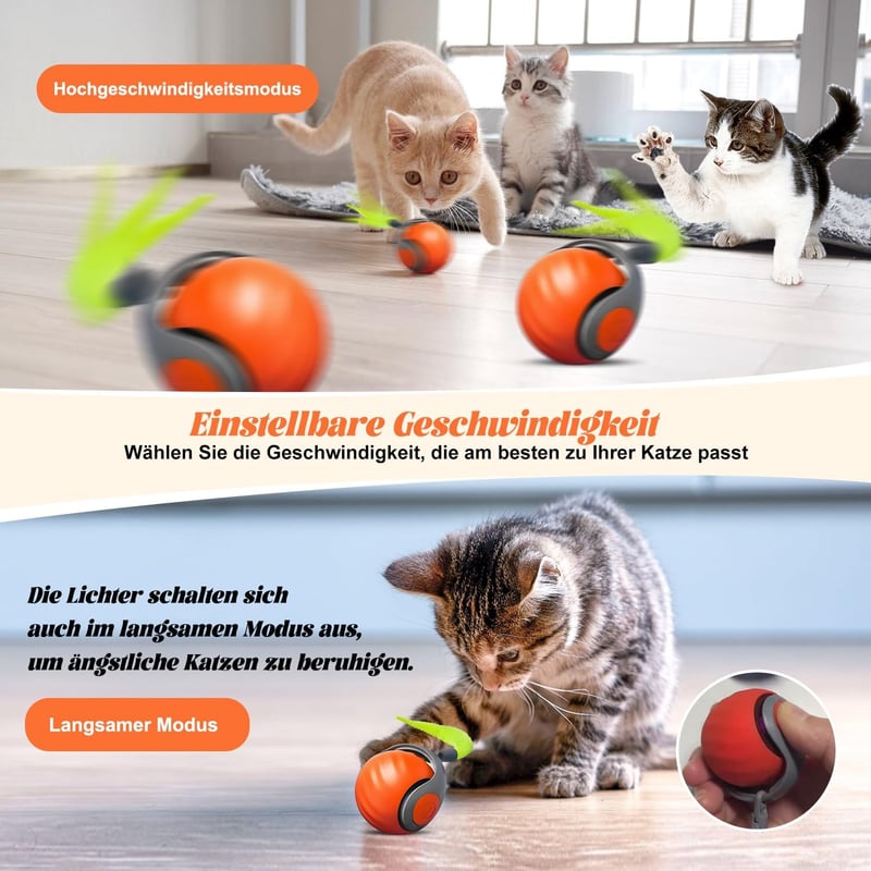 Interaktives Katzenspielzeug mit Flauschigem Schwanz – Wiederaufladbarer Rolling Ball