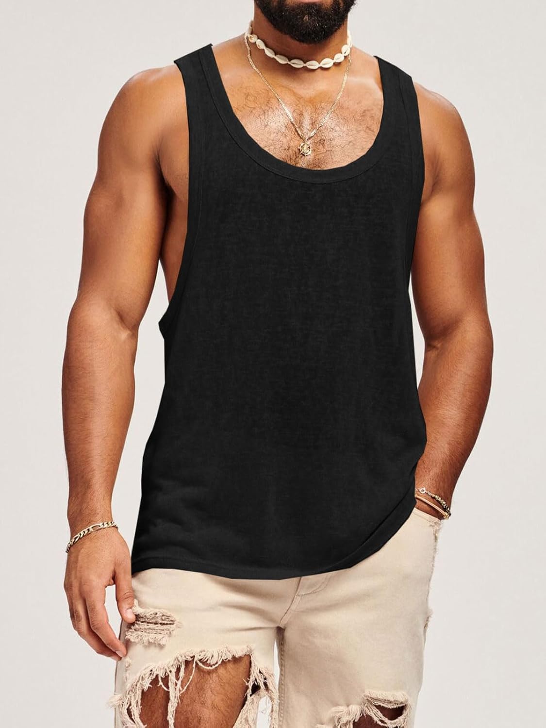 Herren Muskelshirt aus Baumwolle für Fitness und Training