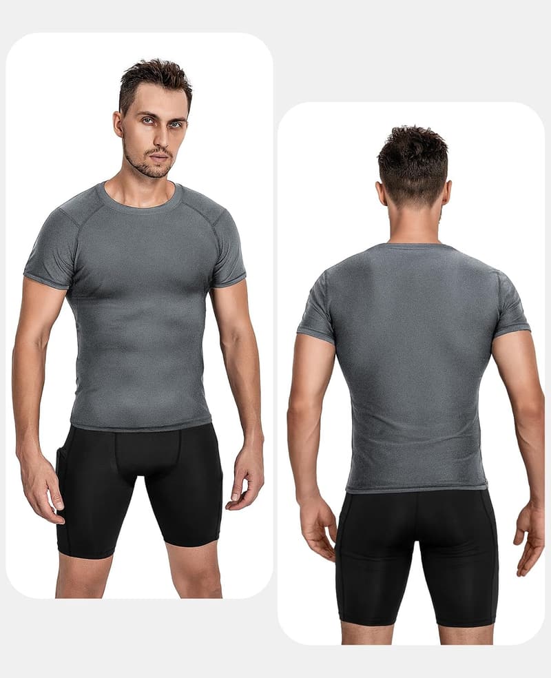 Atmungsaktives Kompressionsshirt für Herren – Kurzarm Laufshirt mit Mesh-Details