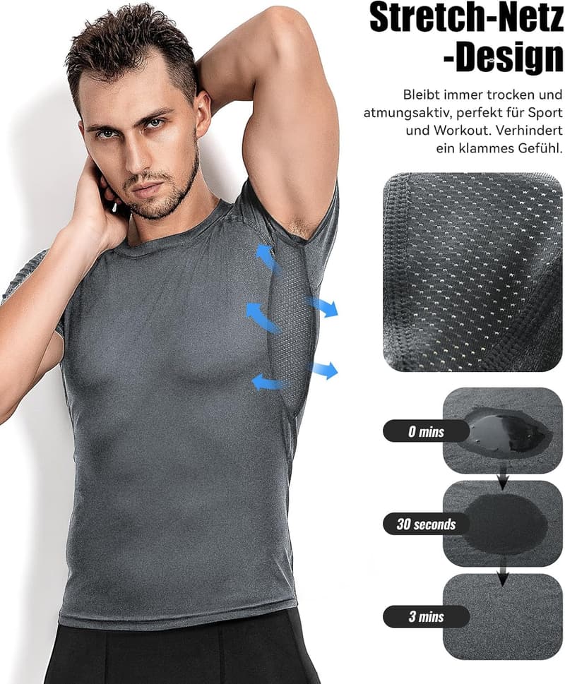 Atmungsaktives Kompressionsshirt für Herren – Kurzarm Laufshirt mit Mesh-Details