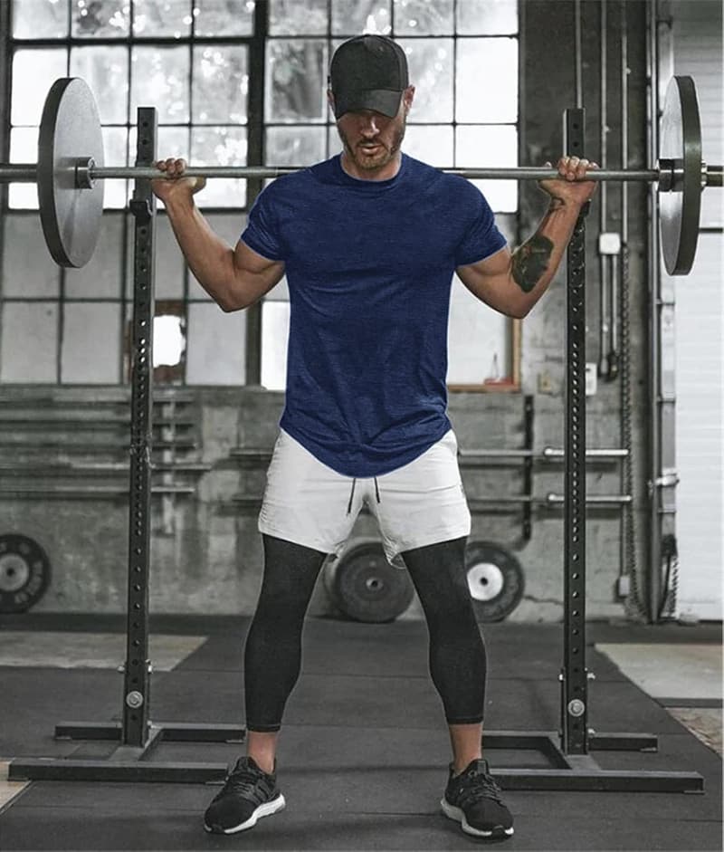 Slim Fit Herren T-Shirt für Fitness und Sport - Einfarbig, Rundhals