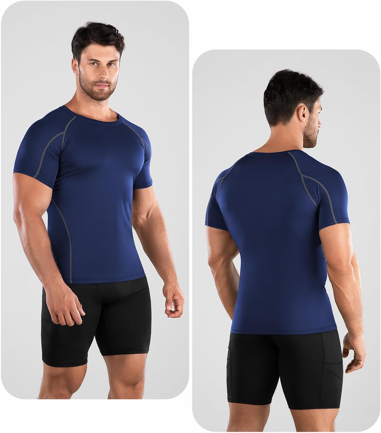 Kompressions-T-Shirts für Männer – 2er Set Kurzarm-Laufshirts
