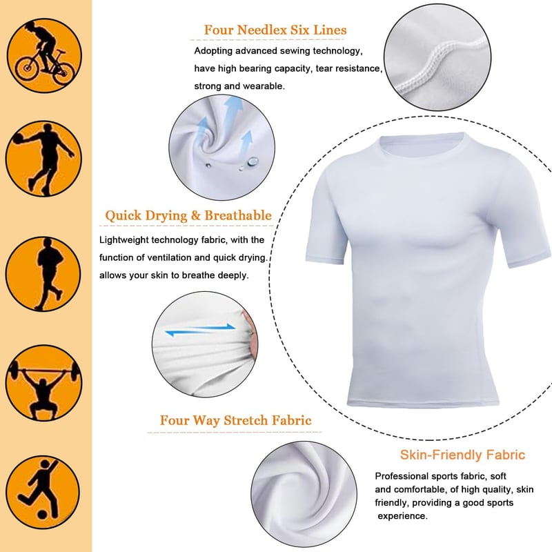 Herren Kurzarm Kompressionssportshirt – Atmungsaktive Funktionsbekleidung