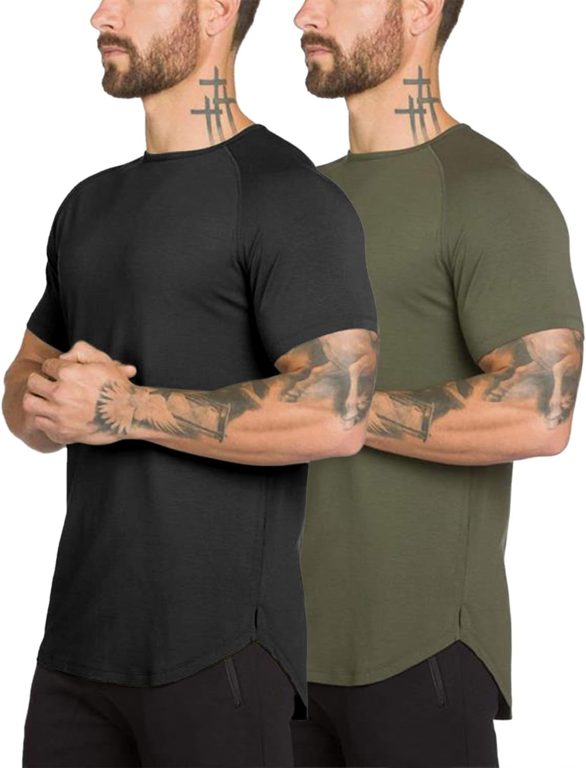 Slim-Fit Fitness T-Shirts für Herren im 2er Pack aus Baumwolle