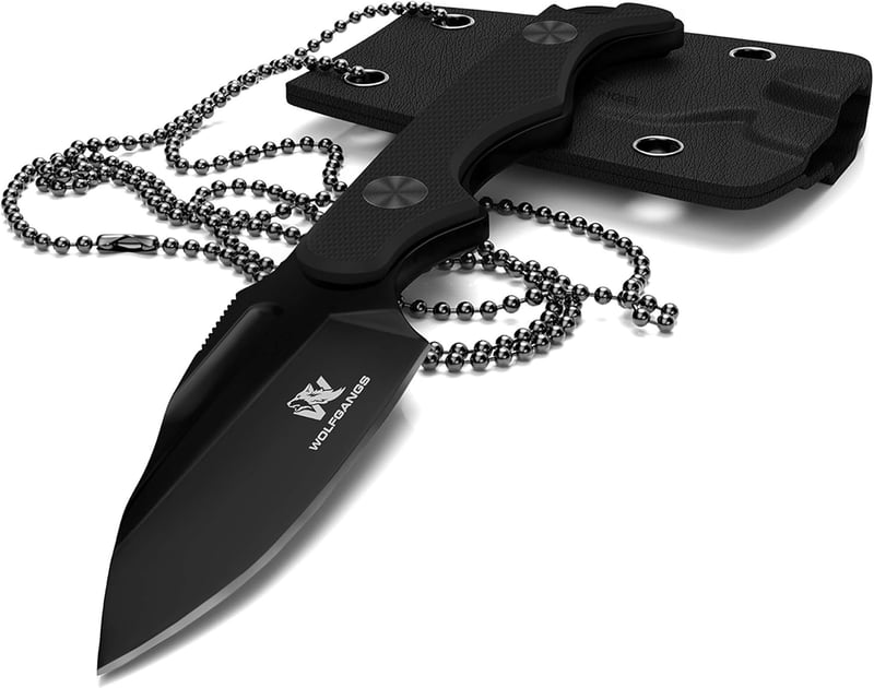 Wolfgangs CITO Mini Tactical Neck Knife mit Kydex-Scheide - Schwarz