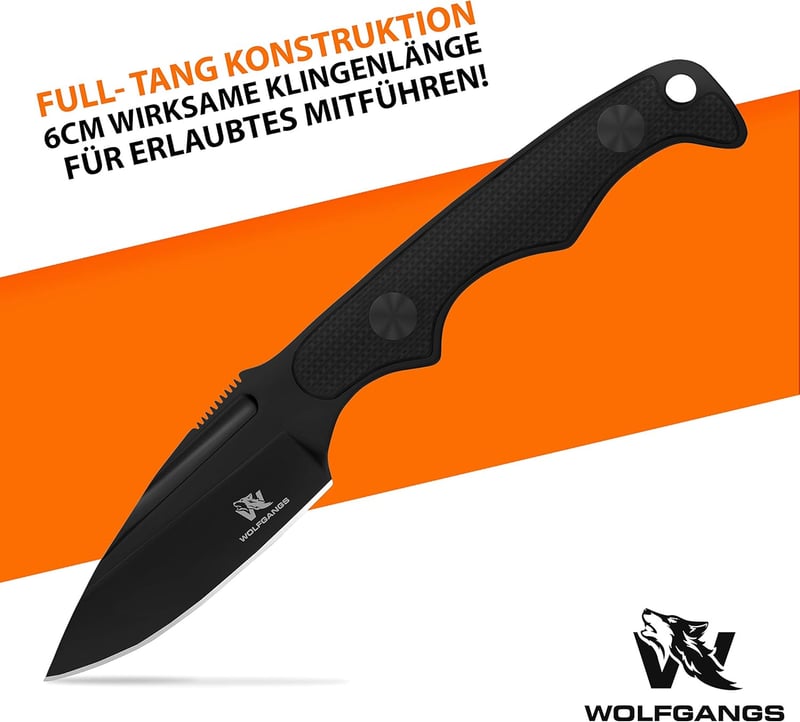 Wolfgangs CITO Mini Tactical Neck Knife mit Kydex-Scheide - Schwarz