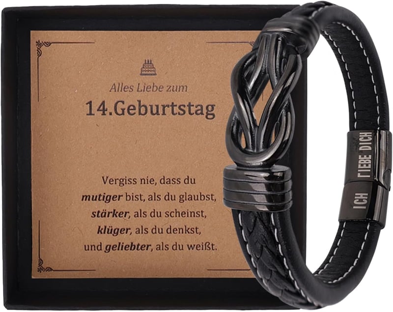 Geburtstagsgeschenk: Personalisiertes Lederarmband für Jungen