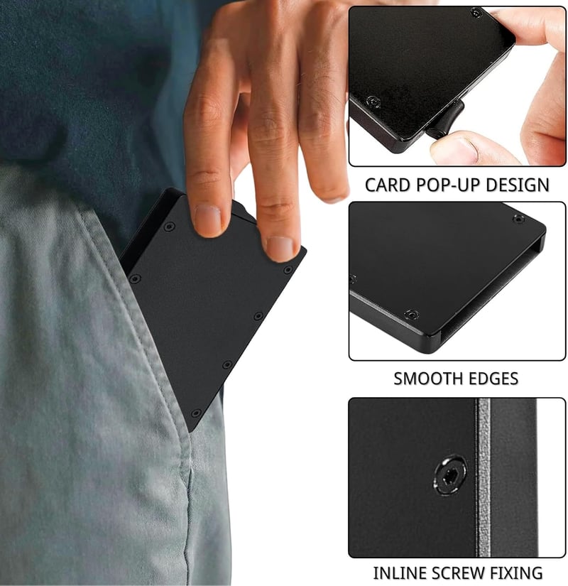Slim Wallet für Herren – Minimalistischer Metall-Kartenhalter schwarz