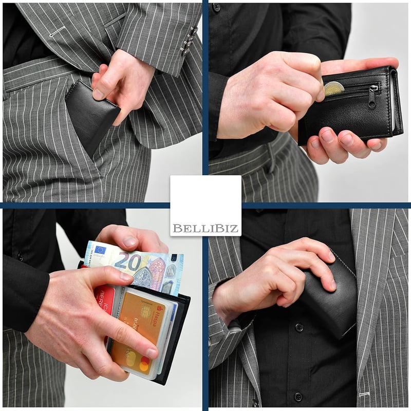 RFID-sicheres Kreditkartenetui aus Leder für Herren - Platz für 16 Karten