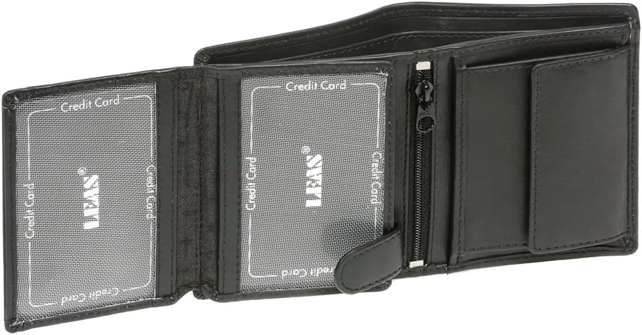 Echtleder Mini-Kombibörse mit RFID-Schutz, schwarz, hochformatig