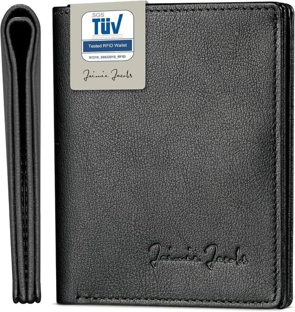 SLIMSTAR Leder-Geldbörse für Herren im Hochformat (Schwarz)