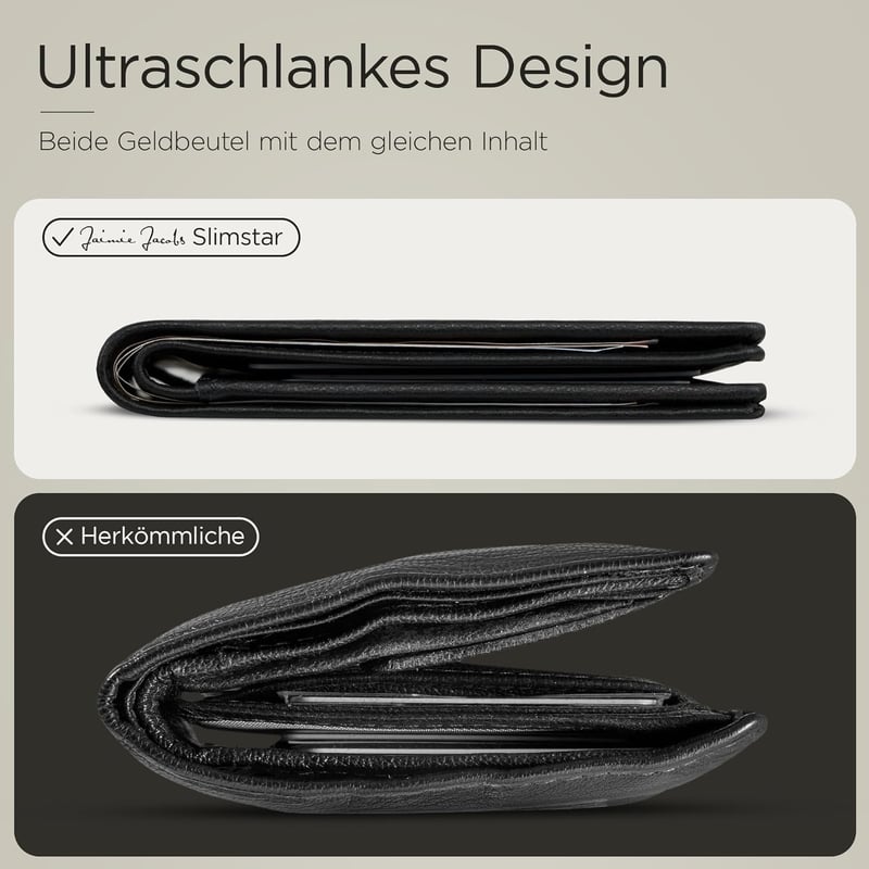 SLIMSTAR Leder-Geldbörse für Herren im Hochformat (Schwarz)