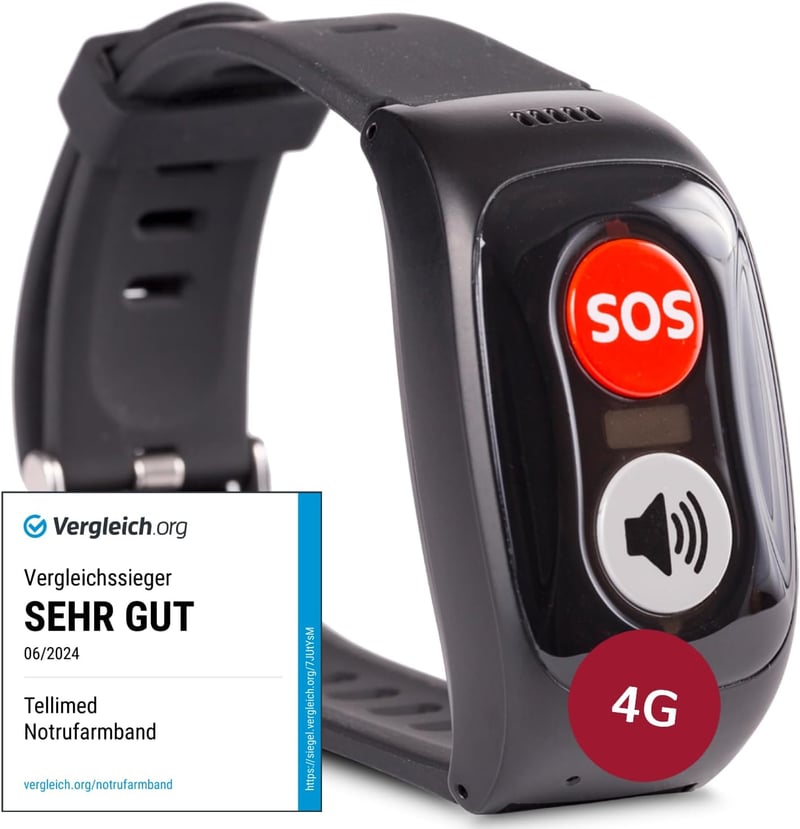 Notfallarmband für Senioren mit Telefonfunktion und SIM-Slot