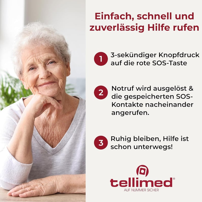 Notfallarmband für Senioren mit Telefonfunktion und SIM-Slot