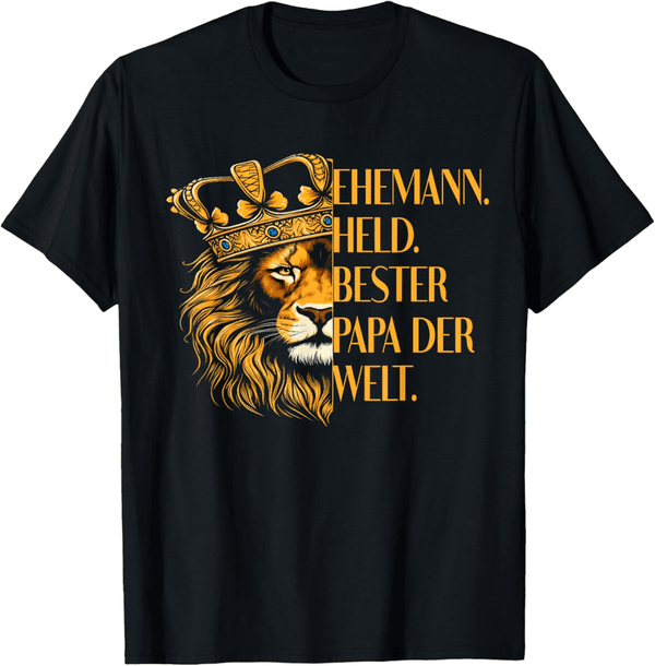 Super Papa T-Shirt mit Löwe-Design