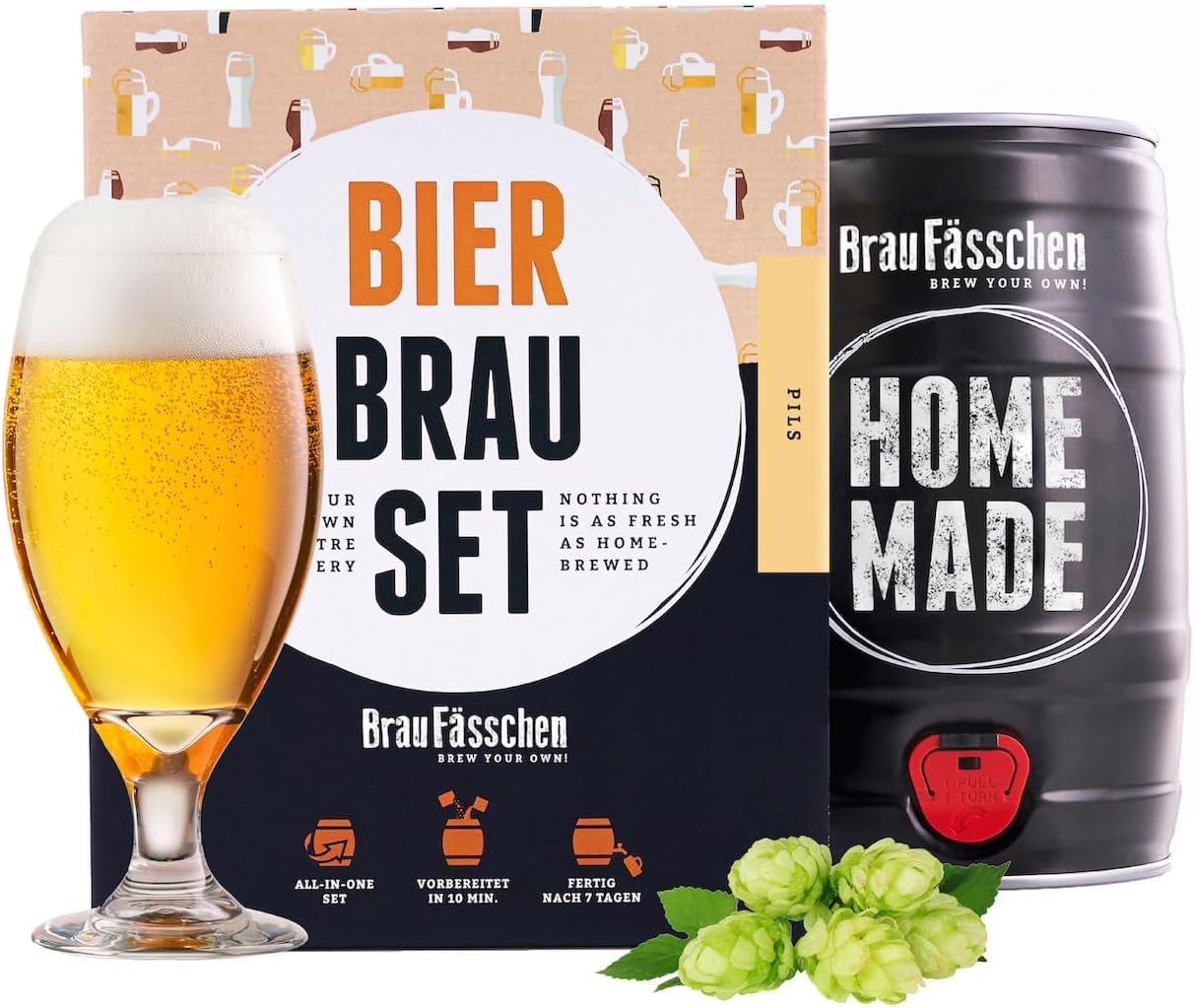 Bierbrauset für Männer | Pils im 5 Liter Fass | In 7 Tagen fertig