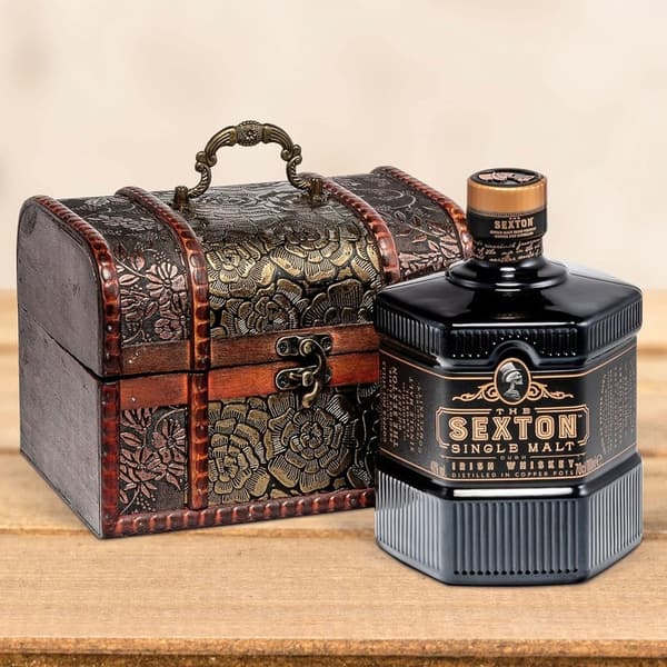 Sexton Irish Single Malt Whisky in antiker Holzbox - Geschenkset 0,7 l