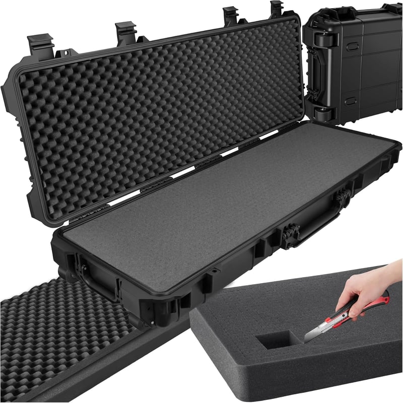 Wasserdichter Gewehrkoffer für Langwaffen mit Würfelschaum, 113,5 x 41 x 16 cm