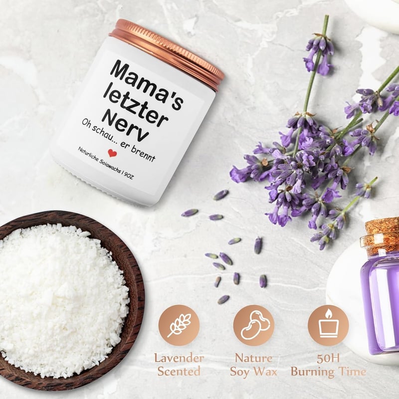 Muttertagsgeschenk: 9oz Lavendel Duftkerze im Glas für Mama