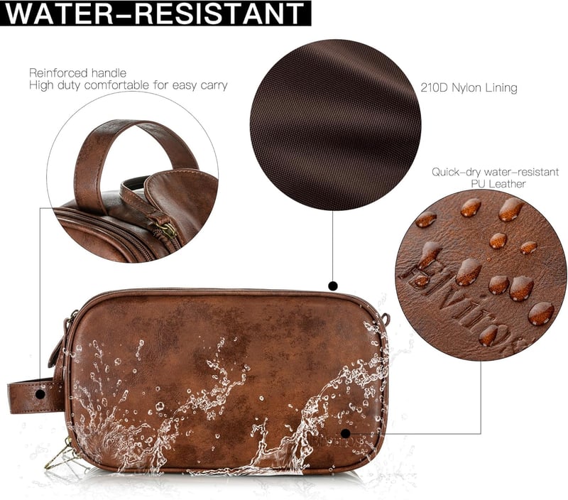 Große wasserdichte Kulturtasche aus PU-Leder für Herren