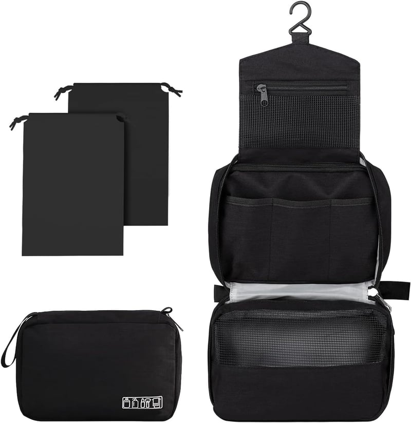 Faltbarer Kulturbeutel für Damen und Herren mit Haken – Reisetasche groß