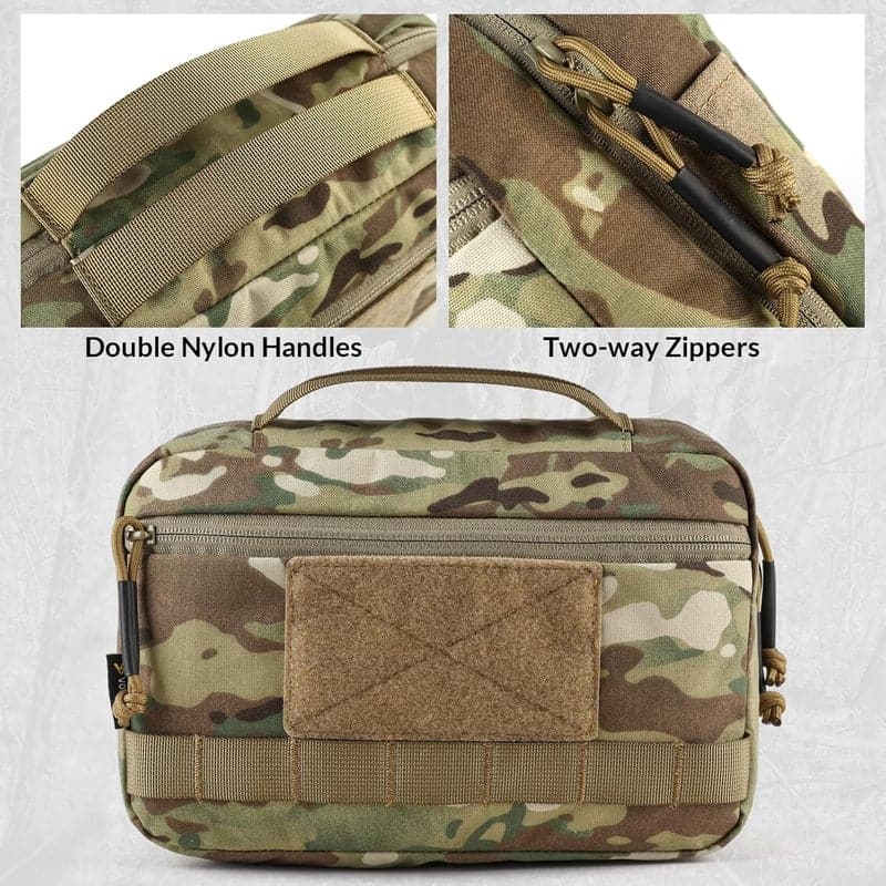 Taktischer Kulturbeutel für Herren, Molle Kosmetiktasche mit Doppelreißverschluss