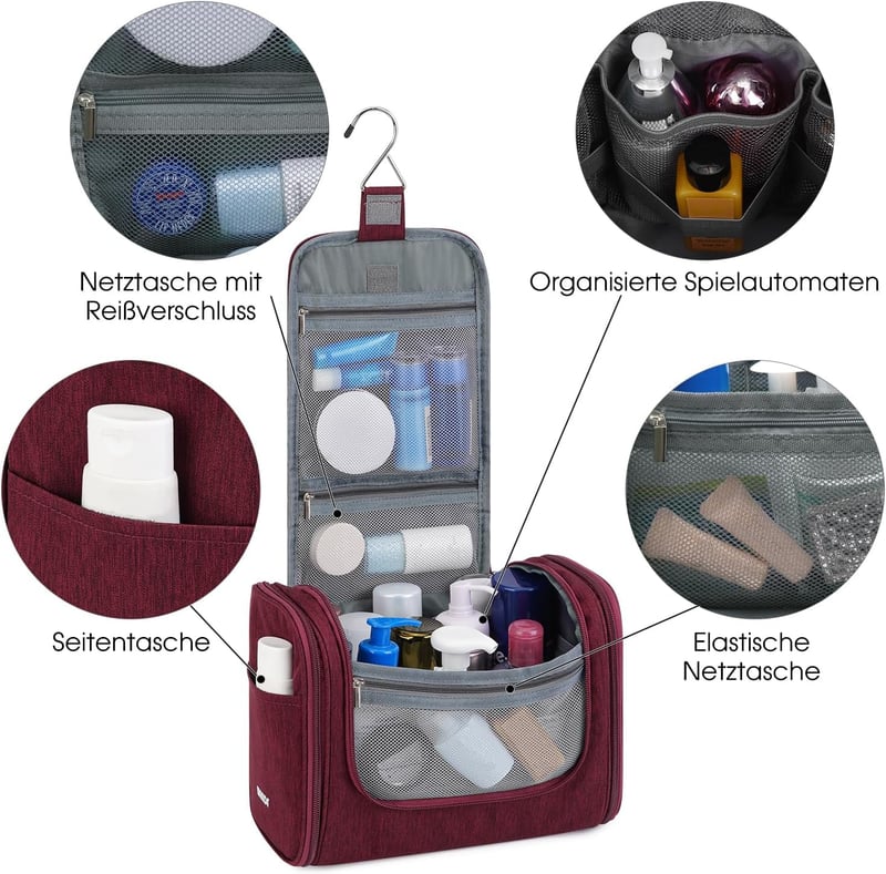 Große Waschtasche zum Aufhängen für Damen und Herren, ideal für Reisen