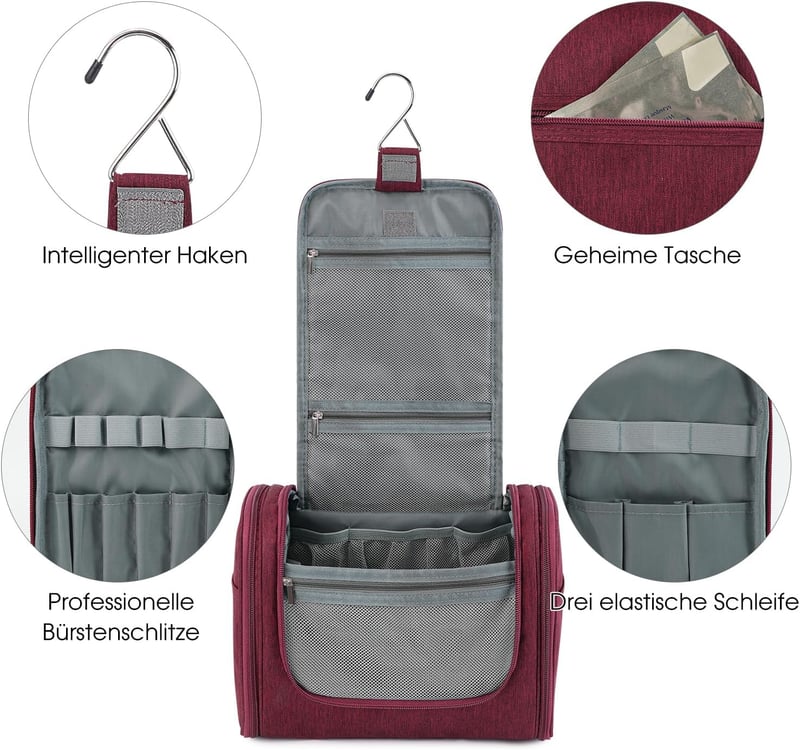 Große Waschtasche zum Aufhängen für Damen und Herren, ideal für Reisen