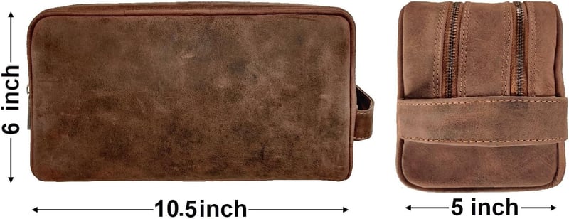 Rustikale Leder-Kulturtasche für Reisen (Braun)