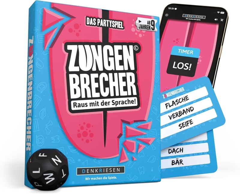 Denkriesen Zungenbrecher Kartenspiel – Lustiges Familienspiel ab 9 Jahren