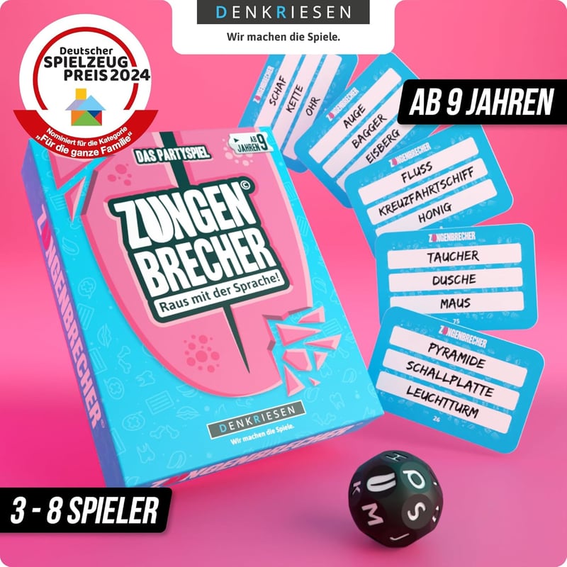 Denkriesen Zungenbrecher Kartenspiel – Lustiges Familienspiel ab 9 Jahren