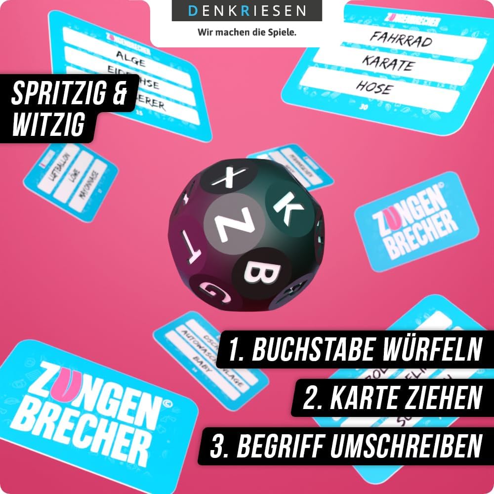 Denkriesen Zungenbrecher Kartenspiel – Lustiges Familienspiel ab 9 Jahren