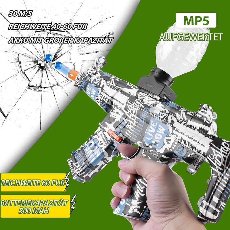 Elektrischer Gel Ball Blaster mit 50000 Bällen und Schutzbrille для Kinder ab 8 Jahren