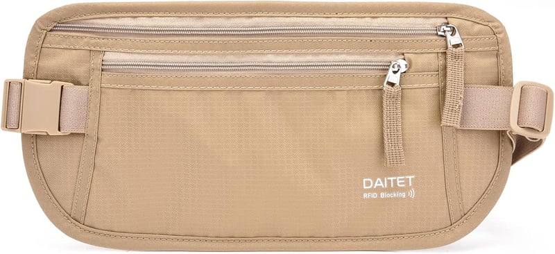 RFID-blockierender Geldgürtel für Damen und Herren, beige