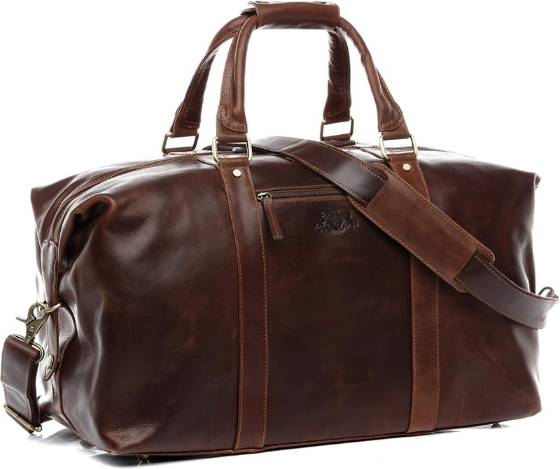 Handgefertigte XL Reisetasche aus echtem Leder für Herren und Damen - Braun