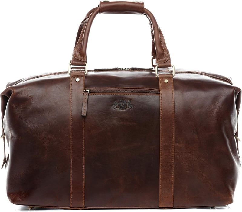 Handgefertigte XL Reisetasche aus echtem Leder für Herren und Damen - Braun